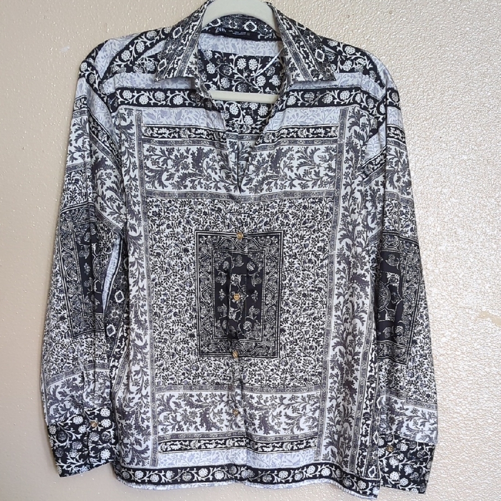 Zara Monochrome Floral Pattern Shirt